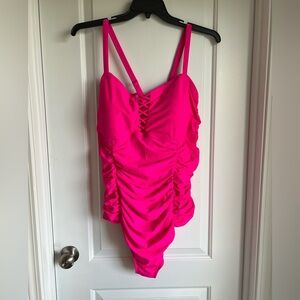 NWOT Torrid Hot Pink Slimming One Piece Bathing Suit